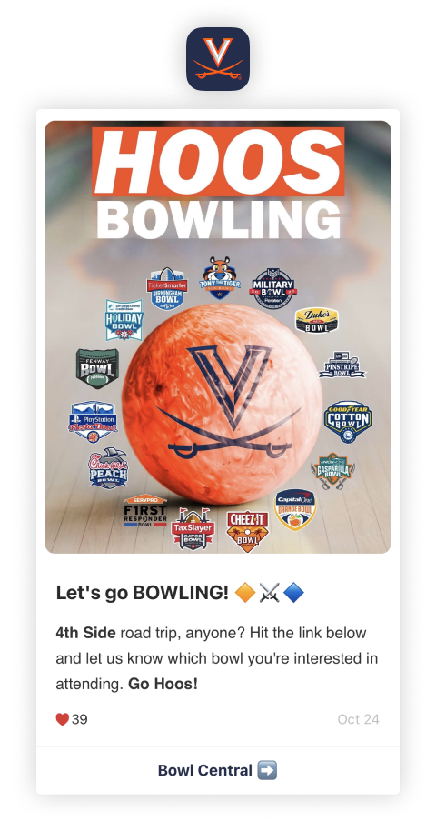 University of Virginia mobile app - RSVP for football bowl games