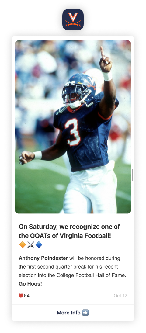 University of Virginia Mobile App - Cavalier football hall of fame induction