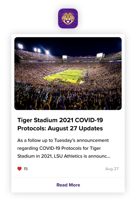 LSU Mobile App - Tiger Stadium COVID-19 Protocols