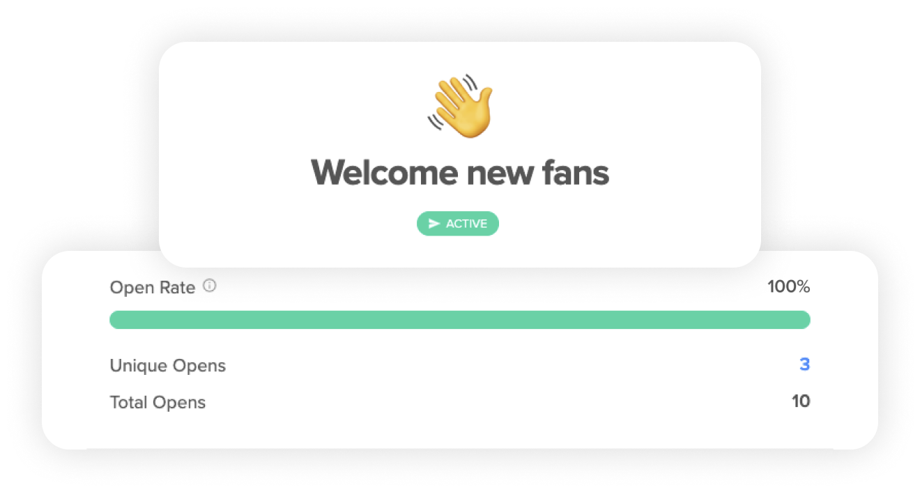 Welcome new fans email and metrics