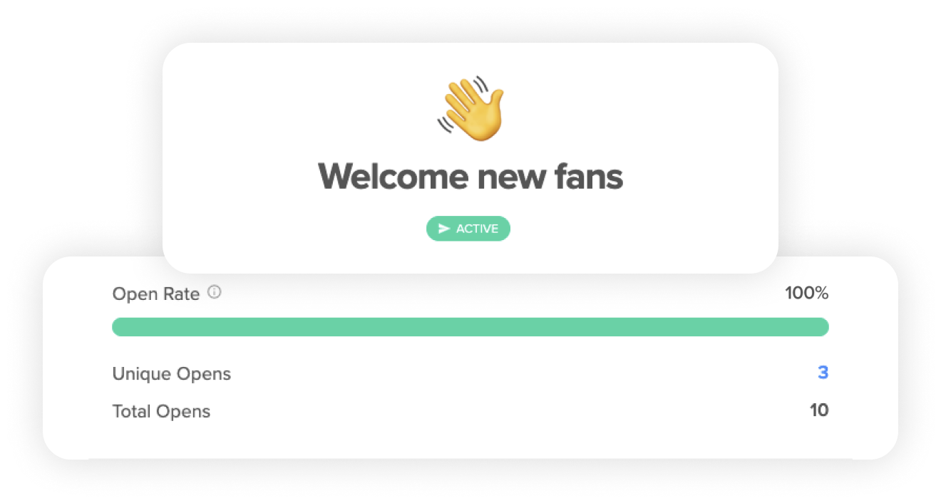 Welcome new fans email and metrics